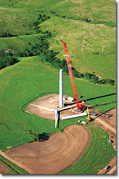 Wind mill under construction at Smoky Hills Wind Farm
